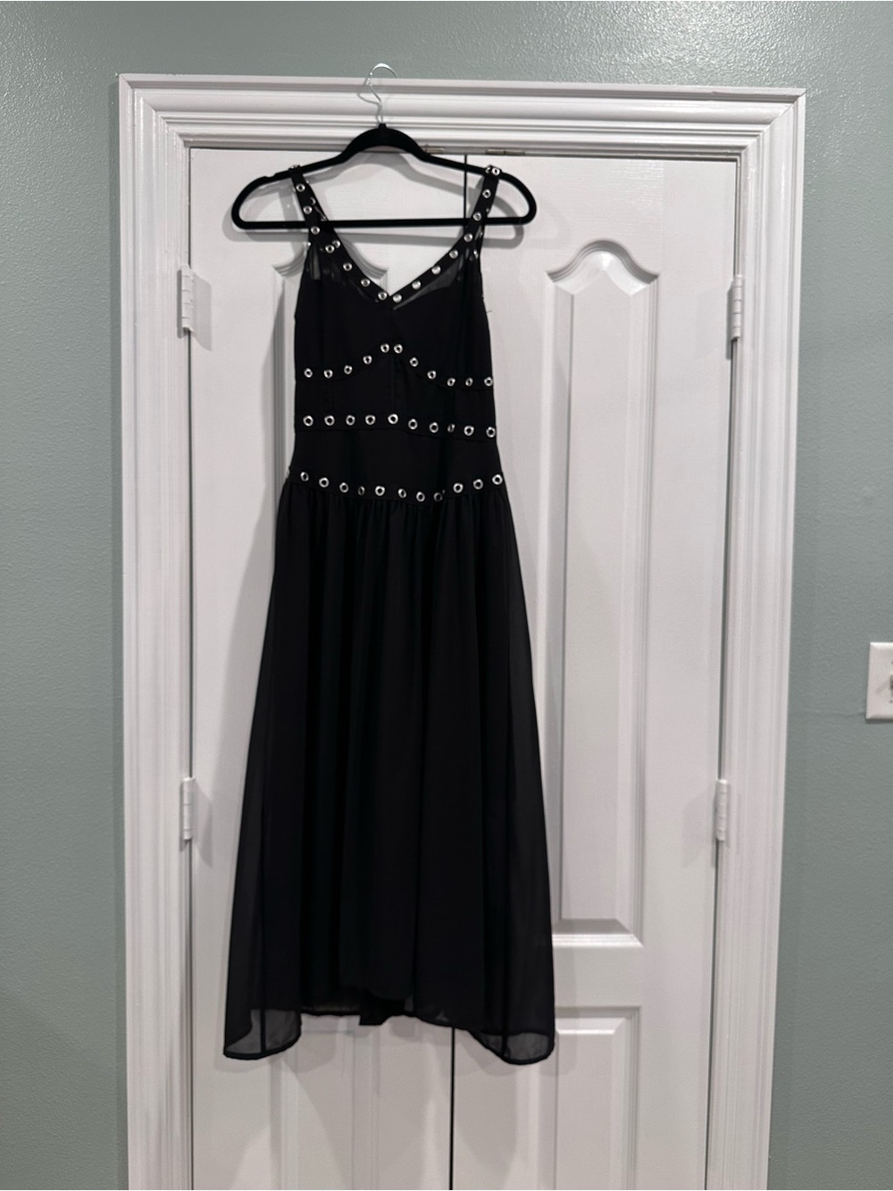 Black Grommet Detail Midi Dress - Women's - Picture 1 of 5